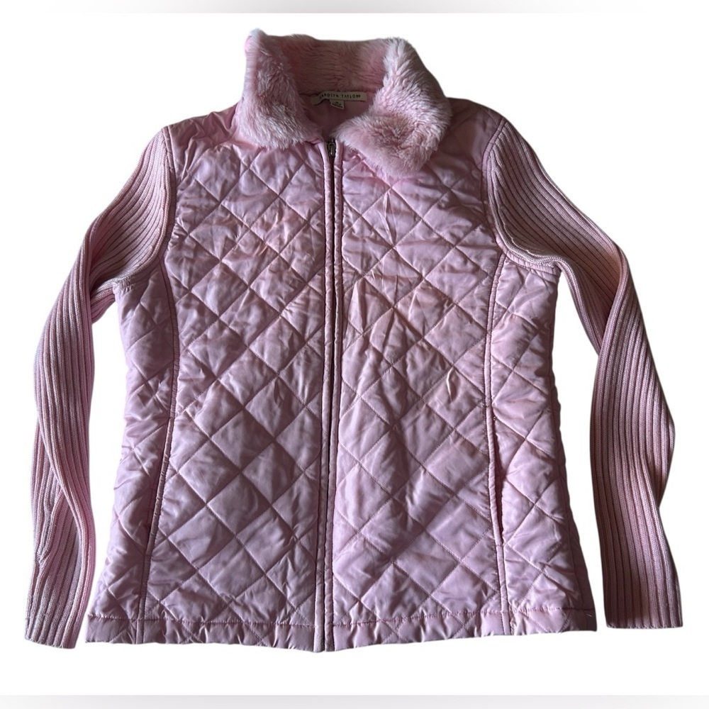 Carolyn Taylor Pink Faux Fur Trim Jacket